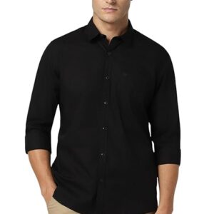 Peter England Men's Solid Slim Fit Full Sleeve Casual Shirt| 100% Cotton